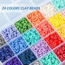 FGY 5540PCS Clay Beads Kit 24 Colors 6mm, DIY Bead Bracelet Kit for Necklaces Jewelry Making