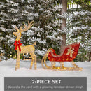 Lighted Christmas 4ft Reindeer & Sleigh Outdoor Yard Decoration Set w/ 205 LED Lights