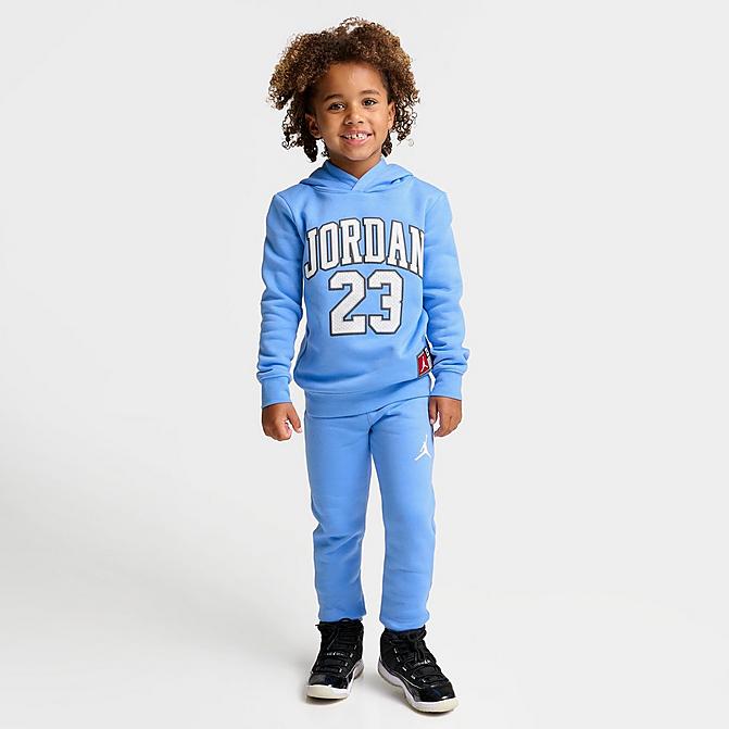 Jordan Little Kids' Jersey Shirt Hoodie and Jogger Pants Set in Blue/University Blue