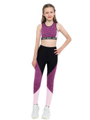 iiniim Kids Girls Two Piece Dance Outfit Tracksuit Crop Top with Athletic Legging Pants for Gym Sport Workout