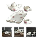 1 Set of Play Tea Set for Toddler Miniature Teaware Prop Ceramic Tea Set Mini House Accessories