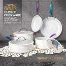 Thyme & Table Nonstick 12-Piece Cookware Set, Cream & Rainbow