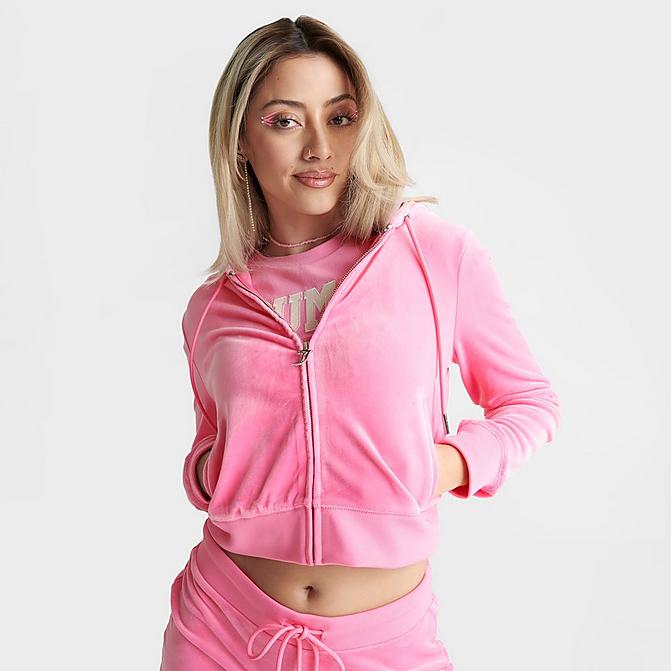 WOMEN'S JUICY COUTURE OG BIG BLING VELOUR ZIP-UP HOODIE