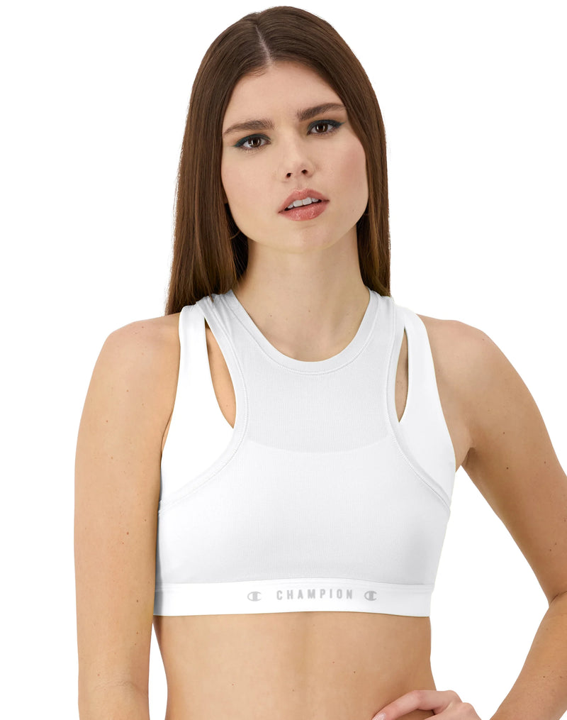 Absolute Mesh 2-Fer Sports Bra, Classic Script Graphic