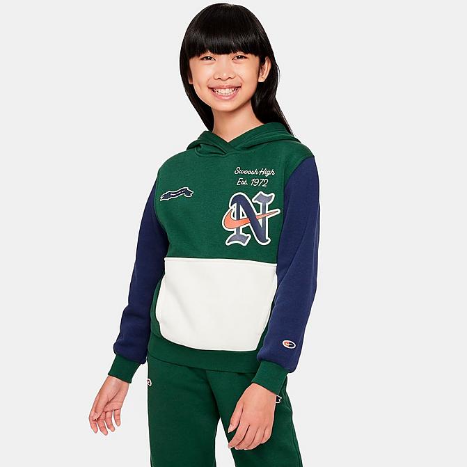 GIRLS' NIKE SPORTSWEAR CLUB FLEECE SWOOSH HIGH PULLOVER HOODIE