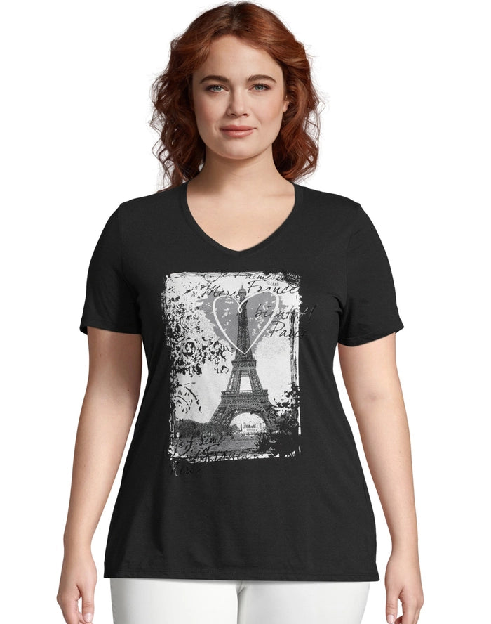 Hanes Just My Size Women's Graphic T-Shirt, L'Amour Paris (Plus Size)