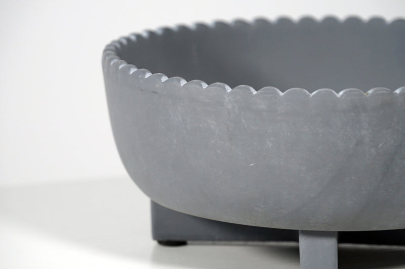 Better Homes & Gardens Pottery 8" Thalea Ceramic Scalloped Bowl with Stand, Grey