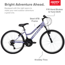 Huffy 24" Rock Creek Girls Mountain Bike for Women, Purple Lilac