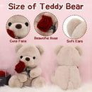 Teddy Bear Plush Toy Teddy Bear Stuffed Animal with Rose,Brown Stuffed Teddy Bear