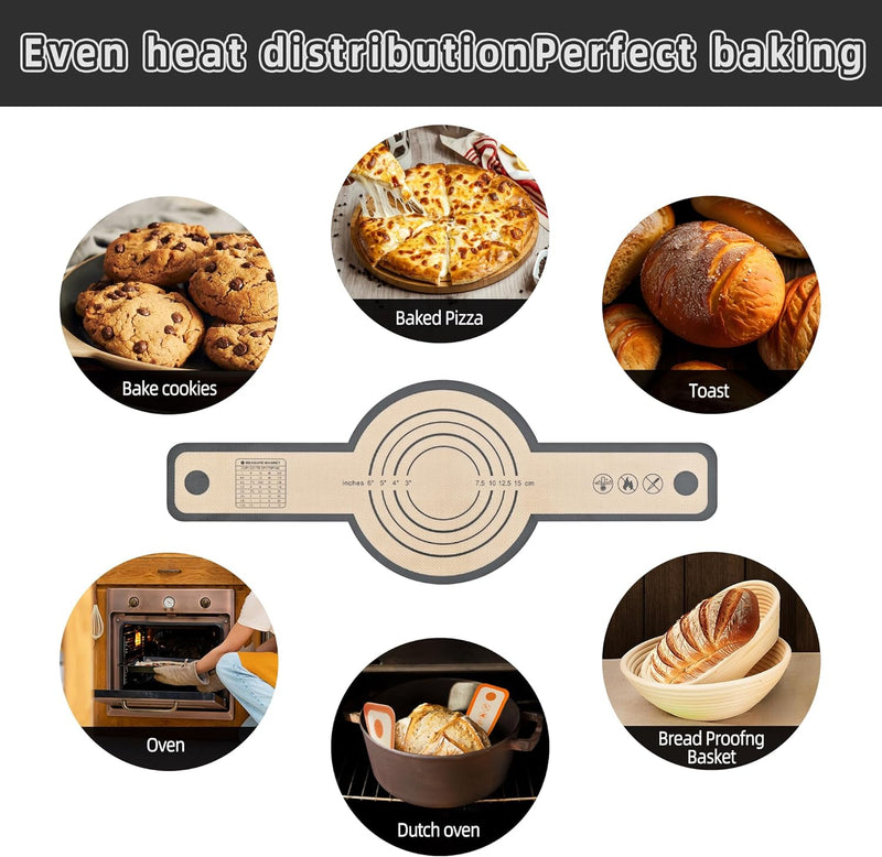 Kocwell 2 Pack Thickened Silicone Bread Sling, Reusable Sourdough Bread Baking Mat
