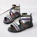 TAIAOJING Girls Sandals Glitter Sandals With Zipper Strappy Sandals Toddler Non-Slip Shoe