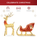 Lighted Christmas 4ft Reindeer & Sleigh Outdoor Yard Decoration Set w/ 205 LED Lights