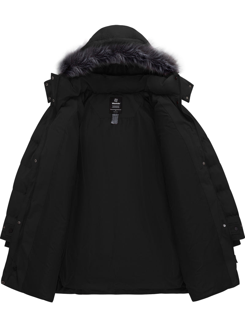 Wantdo Women's Plus Size Recycled Winter Coat Warm Winter Jacket Waterproof Puffer Jacket with Hood Black 4XL