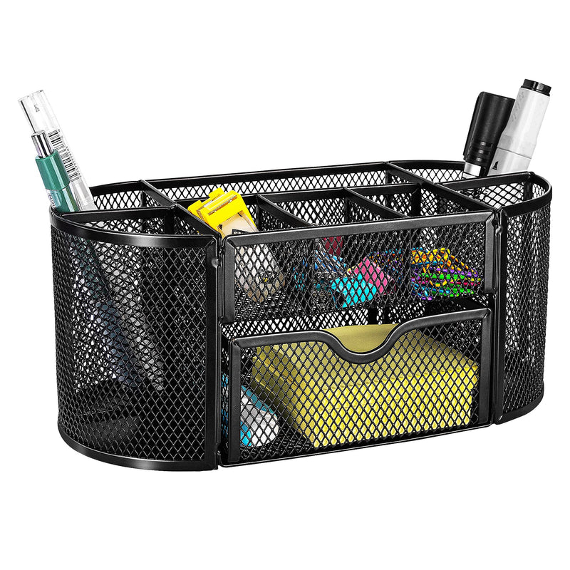 Amazon Basics Mesh Desk Office Organizer, Black, 9.25" x 4.53" x 3.94"