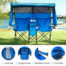WTVIDAS Double Camping Chair with Canopy Shade Beach Chairs with Cup Holder Heavy Duty Folding Loveseat for Outside Lawn Patio