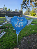 Heavenly Balloons Miss You Dad Blue Heart with Angel Wings on a Stick | Memorial Balloon for Dad (Copy)