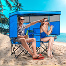 WTVIDAS Double Camping Chair with Canopy Shade Beach Chairs with Cup Holder Heavy Duty Folding Loveseat for Outside Lawn Patio