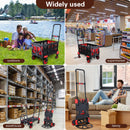 2-in-1Hand Truck Dolly Foldable with Folding Basket,330LBS Capacity Handtruck,Hand Truck Foldable Dolly with 4 Wheels,Push Cart Dolly with Retractable Handle,Folding Hand Cart for Moving