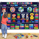 Craftstory Preschool Classroom Calendar Circle-Time Learning Center, My Daily for Toddlers Days-of-The-Week with 93 Homeschool Activities, Felt Board Sensory Wall Toys, Fashion, Navy blue
