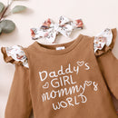 PatPat Newborn Baby Girls Cotton Clothes Long Sleeve Romper Jumpsuit Pants Outfit Set, 3-6 Months