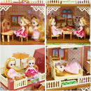 JoyStone 5 Rooms Huge Dollhouse with 2 Dolls and Colorful Light,Dream House Doll