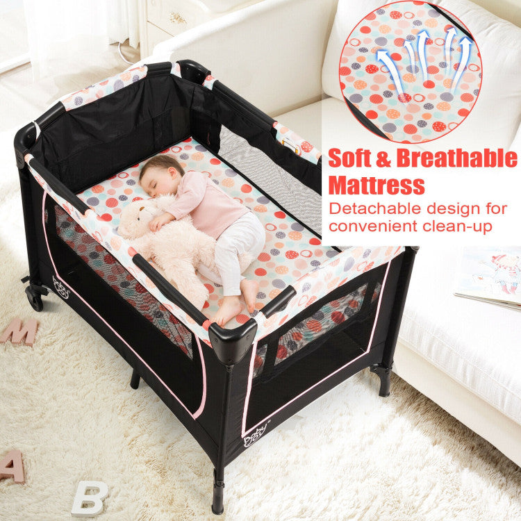 4-in-1 Convertible Portable Baby Playard with Changing Station