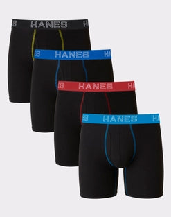 Hanes Ultimate Stretch Cotton Big Men's Boxer Briefs Underwear Pack, Black, 4-Pack (Big & Tall Sizes)