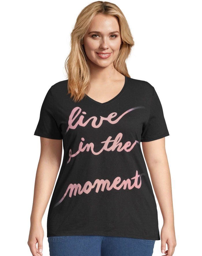 Hanes Just My Size Women's Graphic T-Shirt, Live In The Moment (Plus Size)