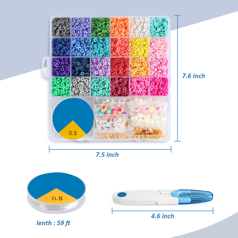 FGY 5540PCS Clay Beads Kit 24 Colors 6mm, DIY Bead Bracelet Kit for Necklaces Jewelry Making