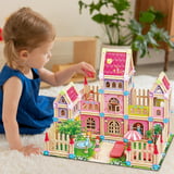 Yexmas 3D Wooden Castle Dollhouse Doll House Puzzles Kit for Kids Ages 6+ Boys & Girl