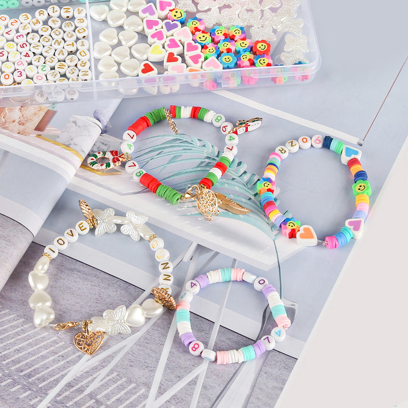 FGY 5540PCS Clay Beads Kit 24 Colors 6mm, DIY Bead Bracelet Kit for Necklaces Jewelry Making
