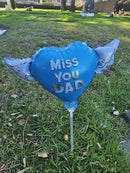Heavenly Balloons Miss You Dad Blue Heart with Angel Wings on a Stick | Memorial Balloon for Dad (Copy)