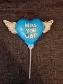 Heavenly Balloons Miss You Dad Blue Heart with Angel Wings on a Stick | Memorial Balloon for Dad (Copy)