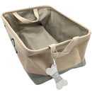 Winifred and Lily 16"x12" Khaki Two Tone Pet Storage Bin with White Bone Embroidery