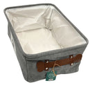 Winifred and Lily 16"x12" Grey Corduroy Rectangular Pet Storage Bin with Paw Print Patch