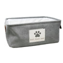 Winifred and Lily 16"x12" Grey Corduroy Rectangular Pet Storage Bin with Paw Print Patch