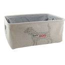 Winifred and Lily 16"x12" Natural Linen Rectangular Pet Storage Bin with Dog Print and Bone Shaped Handles