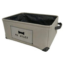 Winifred and Lily 17"x13" Ivory Linen Rectangular Pet Storage Bin with My Stuff Patch