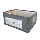 Winifred and Lily 16"x12" Ivory Linen Rectangular Pet Storage Bin with My Stuff Patch