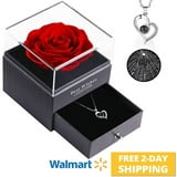 Ansten Preserved Red Real Rose with I Love You Necklace Rose Flower Gifts