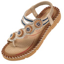 Atoshopce Womens Flat Sandals Summer Bohemian Beaded Flats Shoes Comfortable Sandal