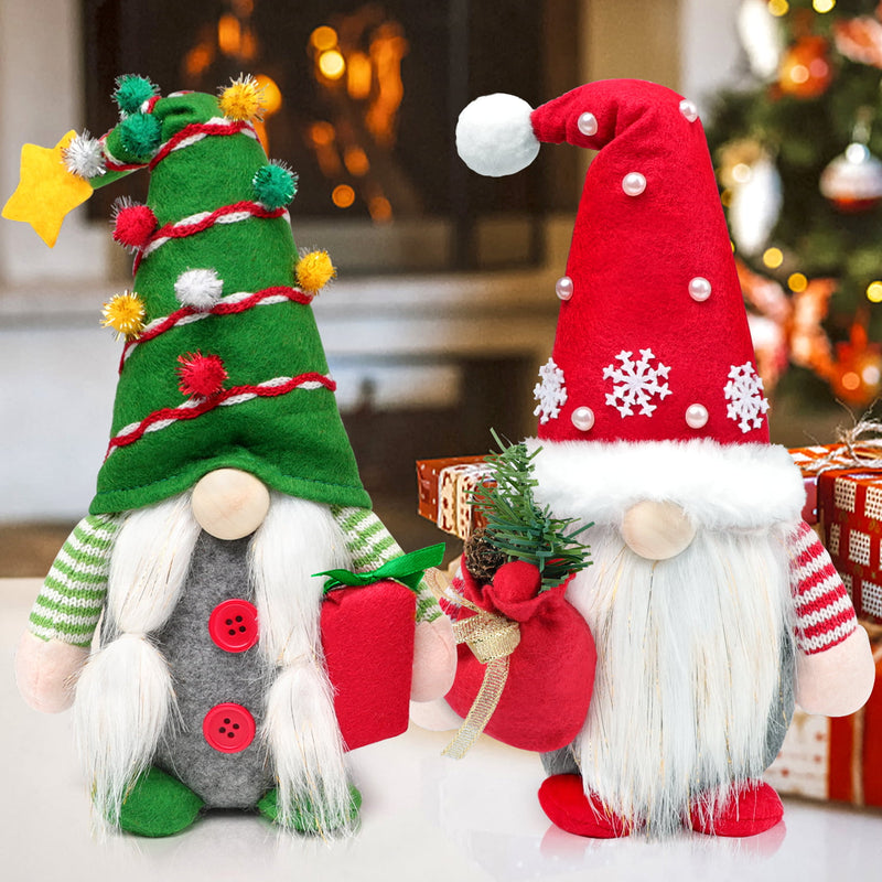 2pc Christmas Gnomes Plush Decorations - Swedish Tomte Handmade Gnome Gift