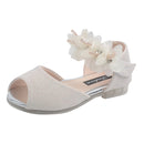 B91xZ Toddler Girl Sandals Girls Rhinestone Flower Shoes Low Heel Flower Wedding Party Dress Shoes Sizes 8