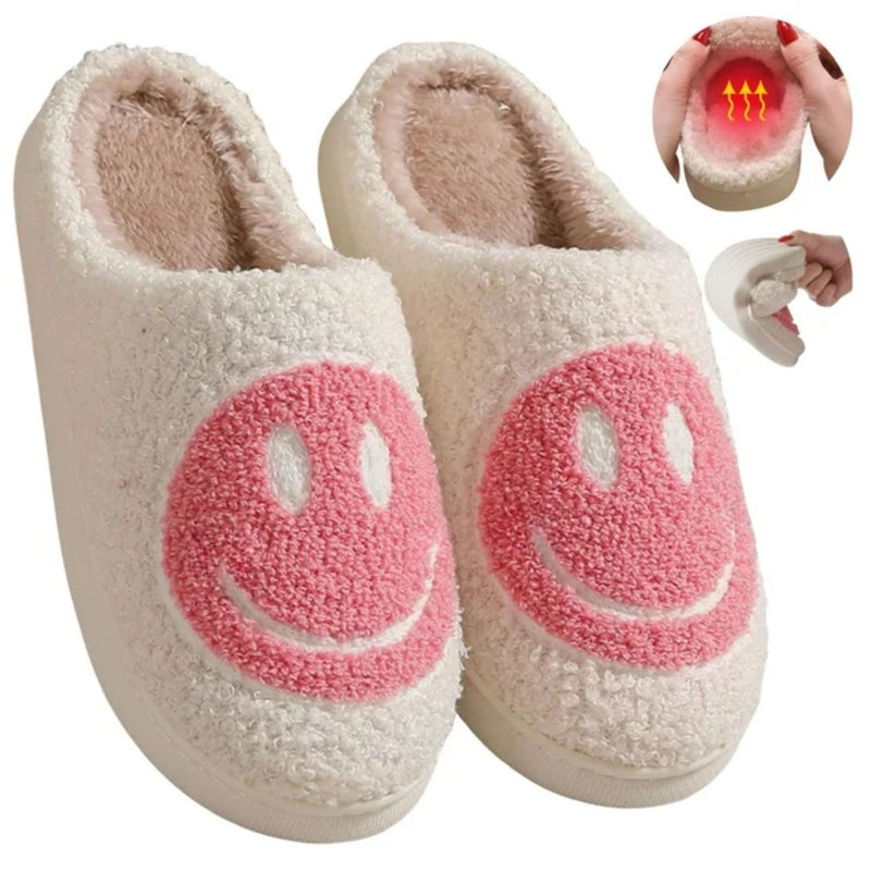 BERANMEY Cute Smile Face Slippers for Women Perfect Soft Plush Comfy Slippers