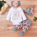 BULLPIANO Infant Baby Girl Romper Pants Headband Hat Clothes Outfit Set 0-3 Months