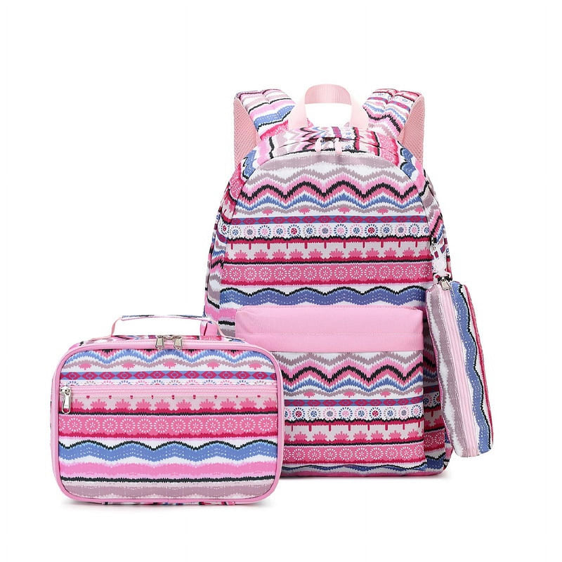 Backpack Set for Girls，School Bag ,Lunch Bag, Pencil Case,Pink Backpack