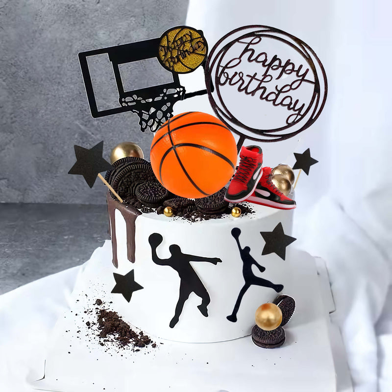 Basketball Cake Topper, 19pcs Basketball Cake Toppers For Boys Men With Sneaker Ball