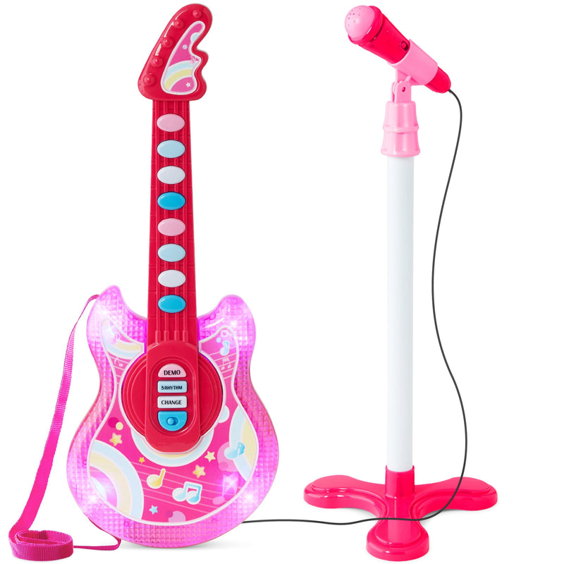 Best Choice Products 19in Kids Flash Guitar, Pretend Play Musical Instrument Toy -Pink