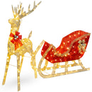 Lighted Christmas 4ft Reindeer & Sleigh Outdoor Yard Decoration Set w/ 205 LED Lights