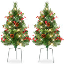 Best Choice Products Set of 2 24.5in Outdoor Christmas Trees Decor w/ LED Lights